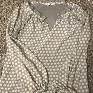 Size Small Rose + Olive Gray Polka Dot Long Sleeve Blouse
